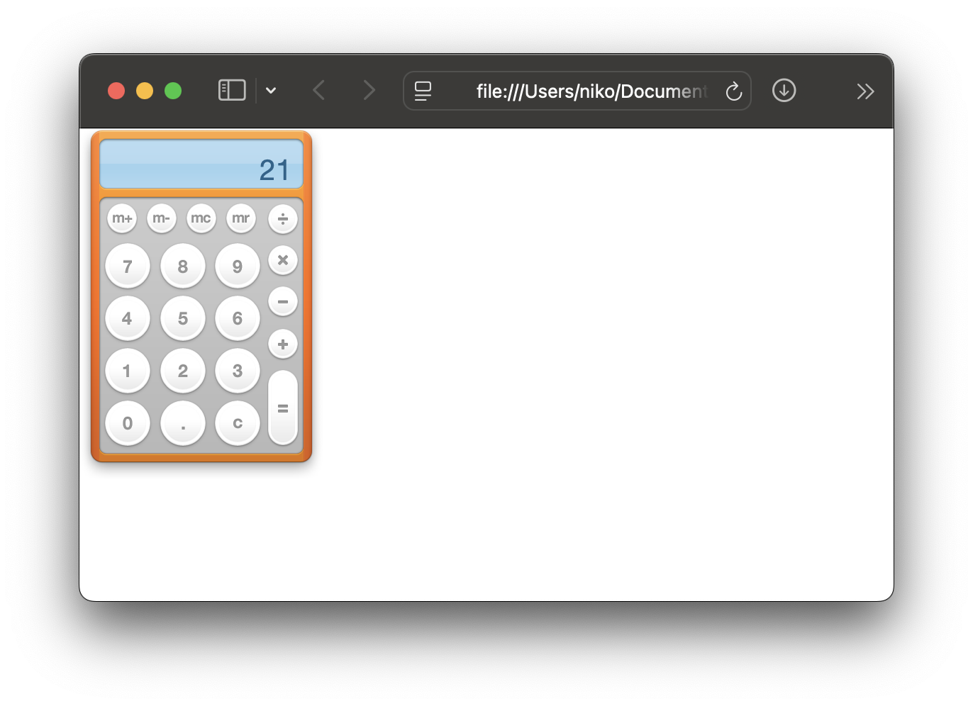 Trying to load Calculator in Safari