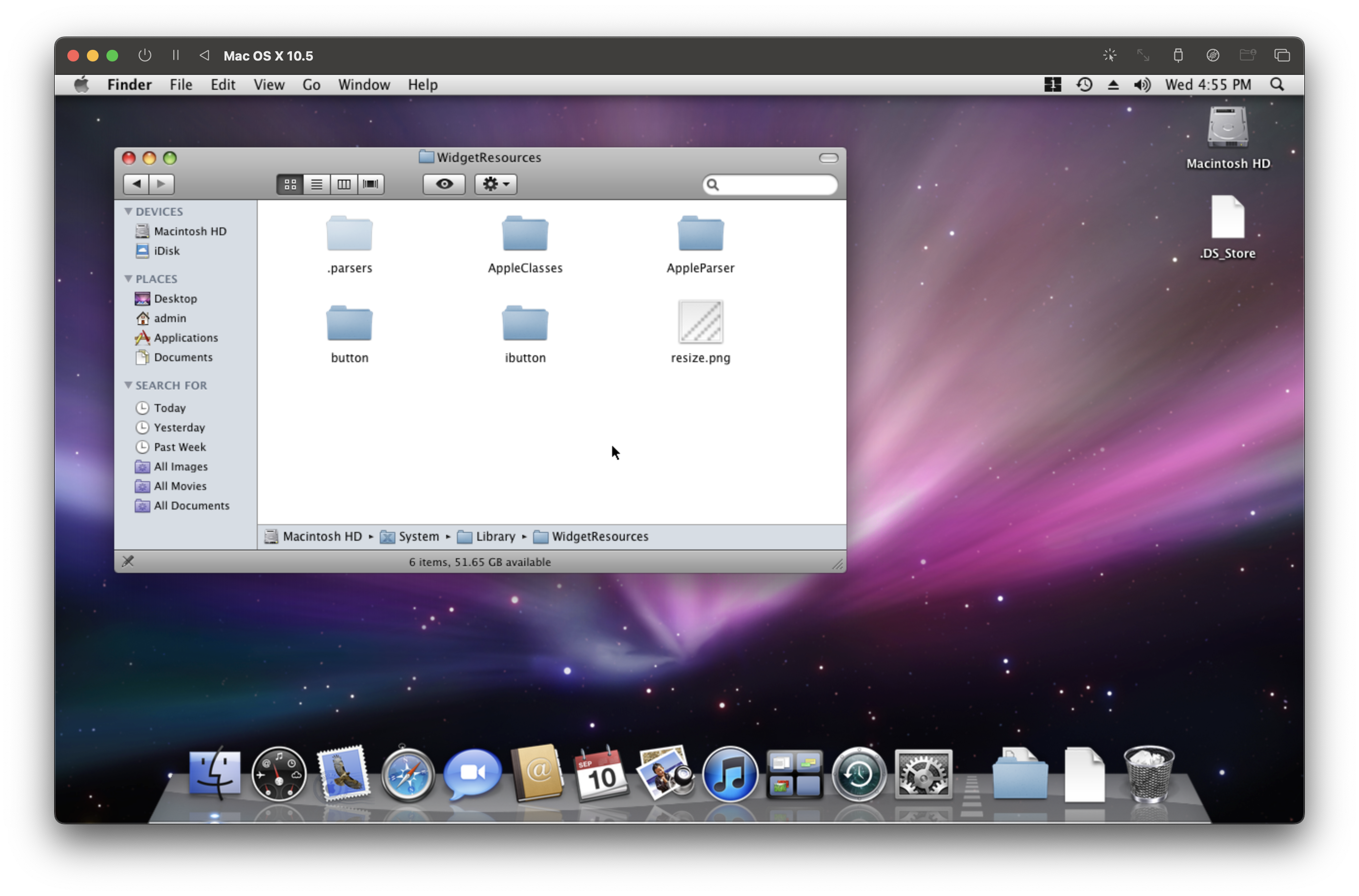 OS X 10.5 WidgetResources Folder