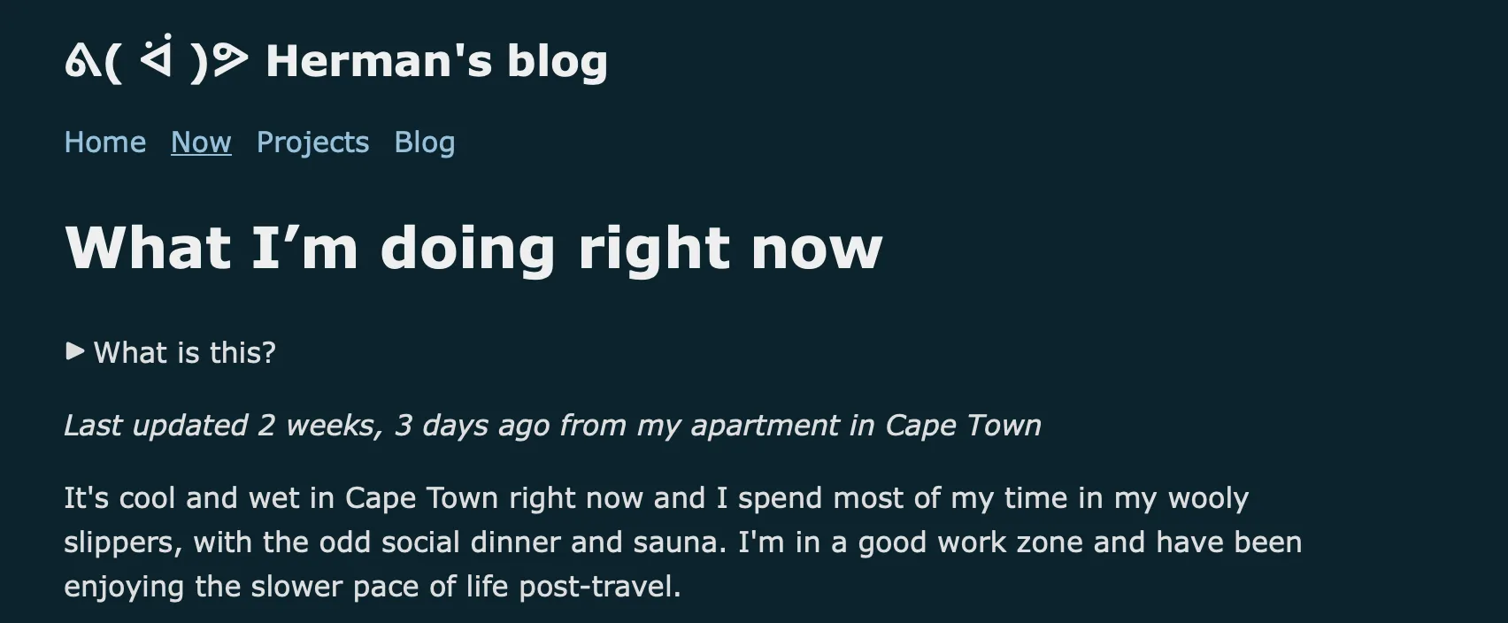 Herman's Now Page